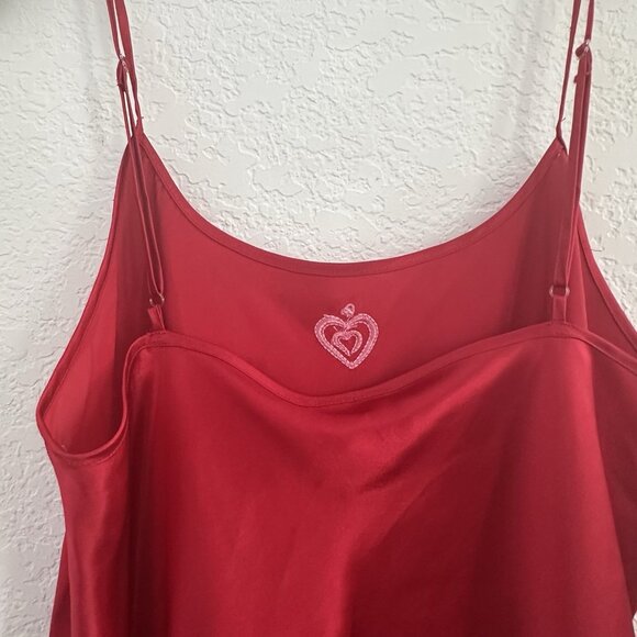 Inner‎ Most Nightgown Lingerie Chemise Size XL Red Satin Embroidered HEARTS Y2K - Picture 5 of 12